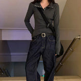 Cozy Gray Knitted Button-up Sweater