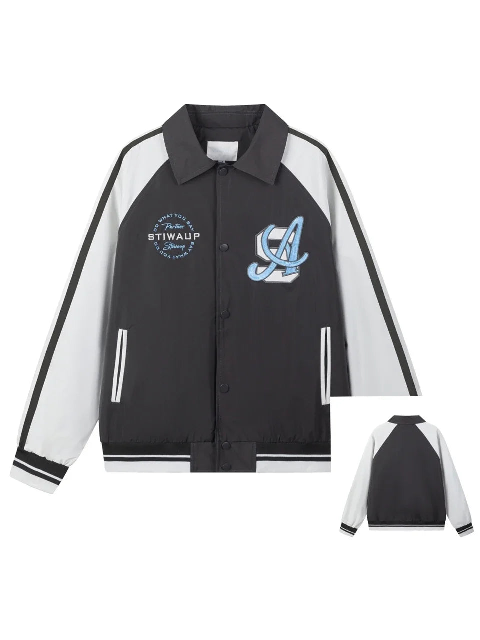 Sports Striped Patchwork Varsity Jacket