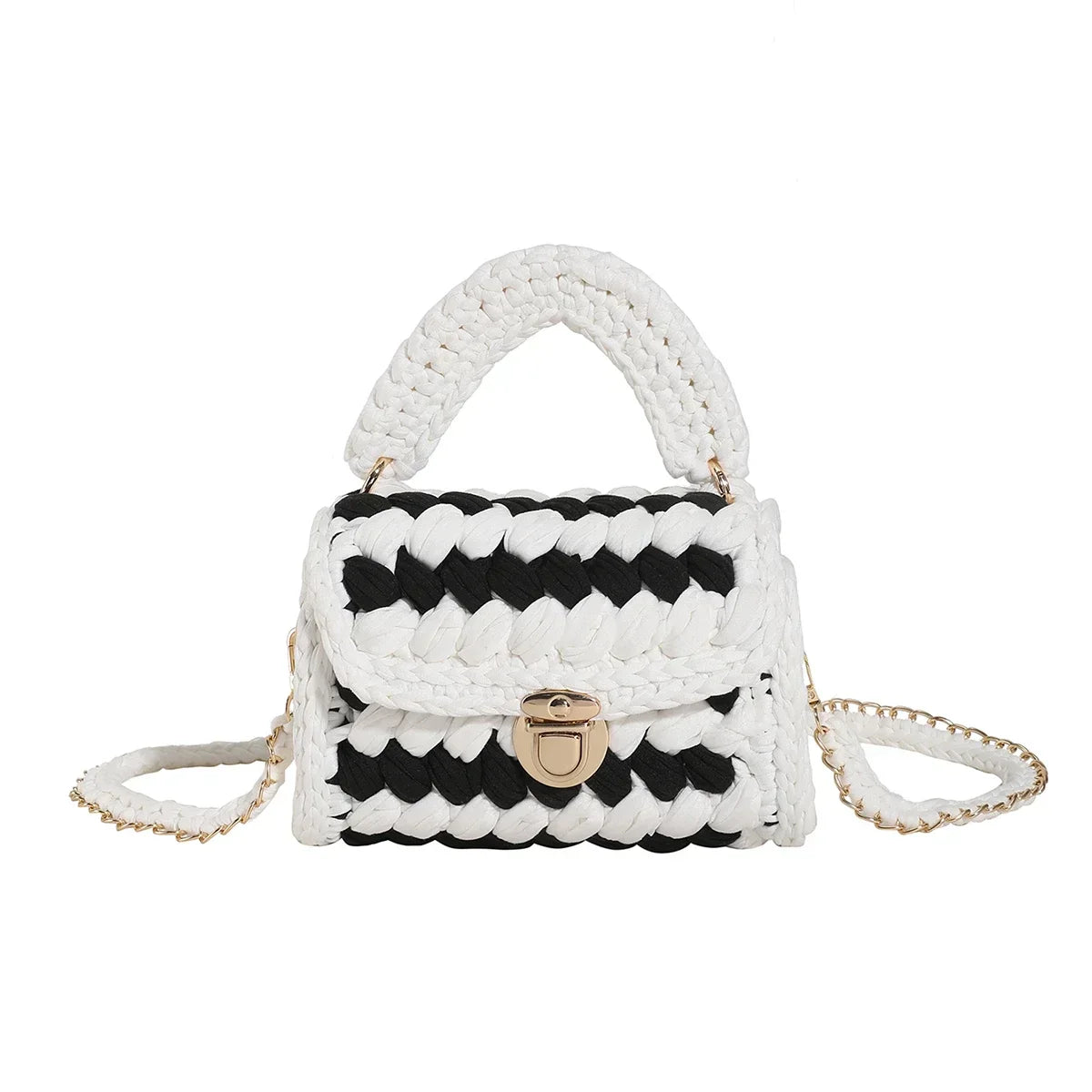 Woven Bag Knitted Shoulder Chunky