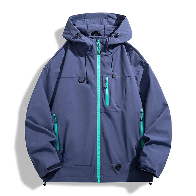 Solid Color Waterproof High Collar Windbreaker Jacket
