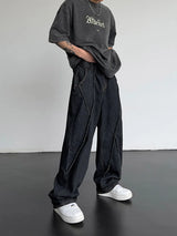 Straight Leg Distressed Patchwork Denim Jeans