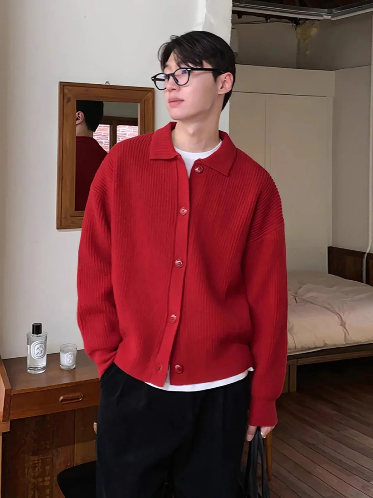 Ribbed Knitted Buttons Cardigan