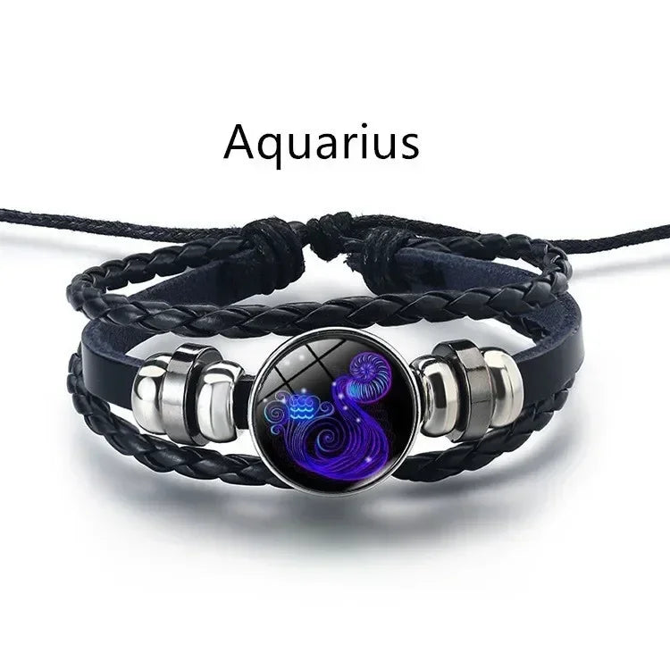 Adjustable Leather Zodiac Signs Bracelet
