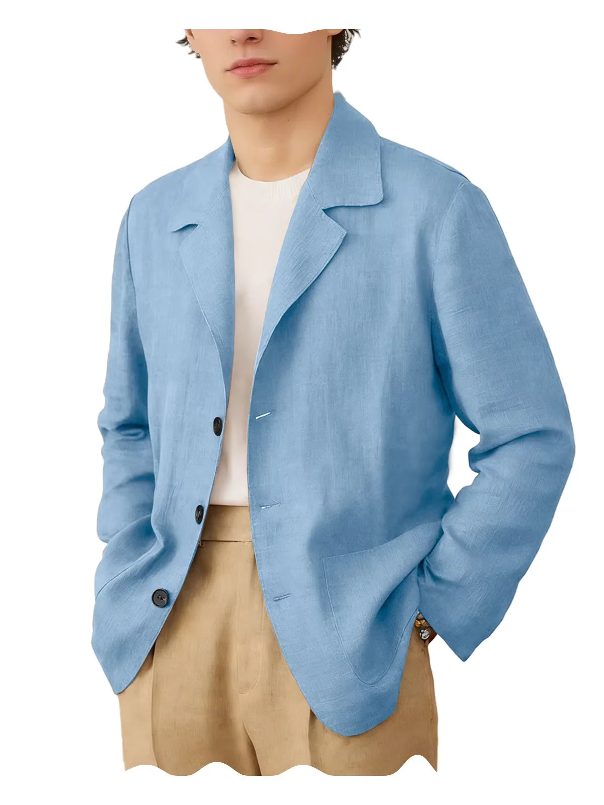 Linen Cotton Blazer Notch Lapel Regular Fit