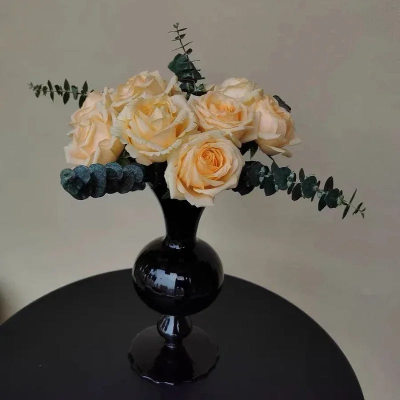 Medieval Black Nitrate Glass Vintage Vase