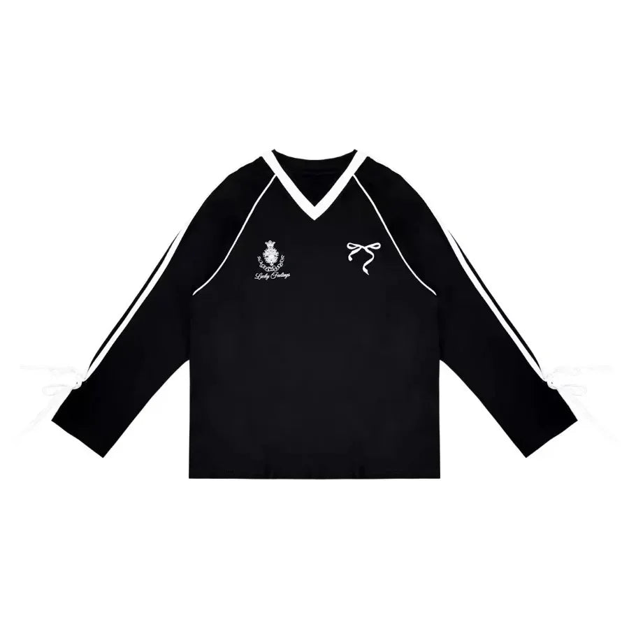 Oversized V-Neck Graphic Sweatshirts