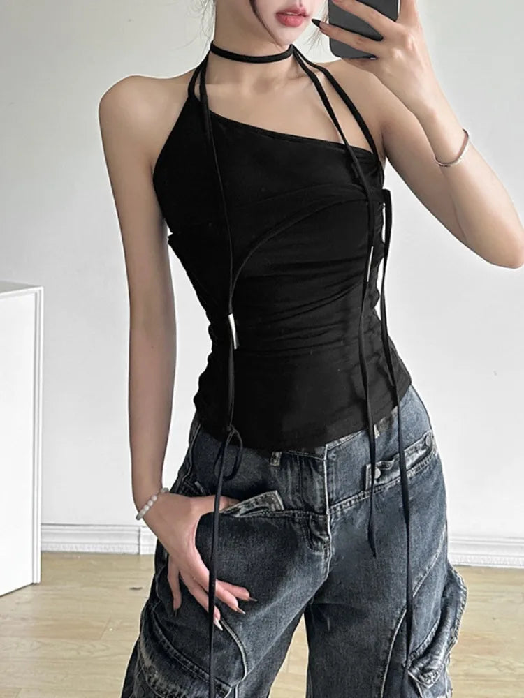 Y2K Sexy Bandage Halter Vintage T-Shirt