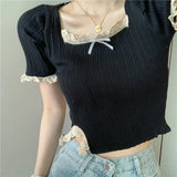 Soft & Spicy Girl Square Neck Lace Blouse