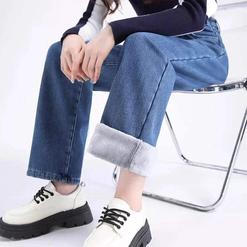 High Waist Velvet Jeans