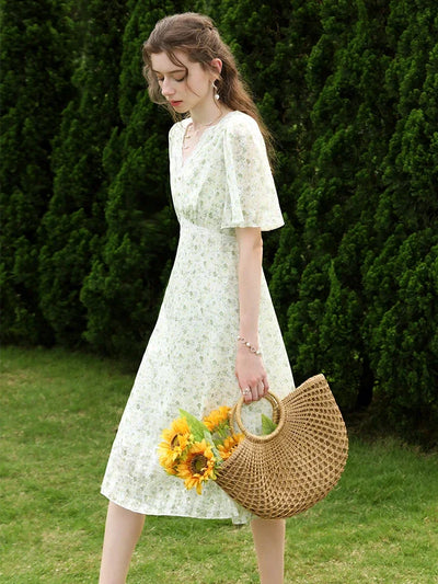 Cottagecore Floral Midi Dress