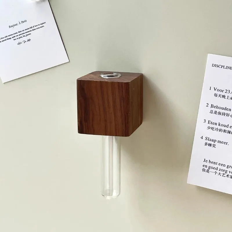 Vintage Wooden Test Tube Vase
