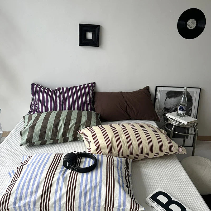 Cotton Colorful Stripe Pillow Case