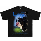 Cow Letter Print Oversized T-shirt