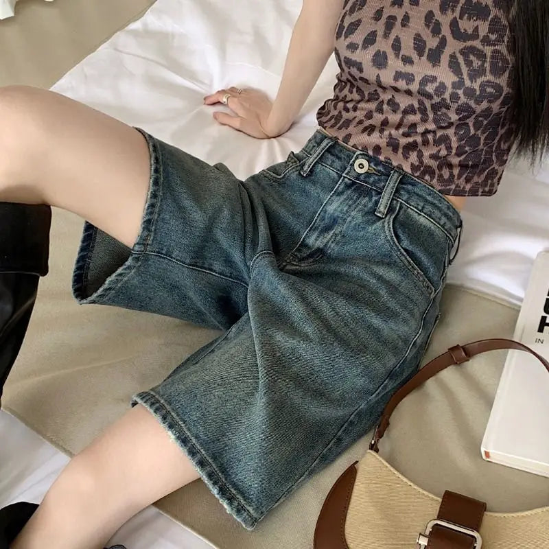 Y2K Wide Leg Denim Shorts