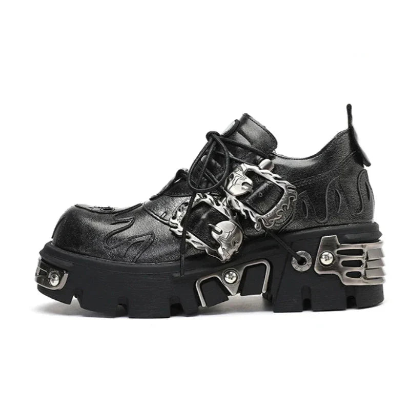 Platform Metal Buckle Ankle Platform Boots