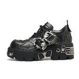 Platform Metal Buckle Ankle Platform Boots