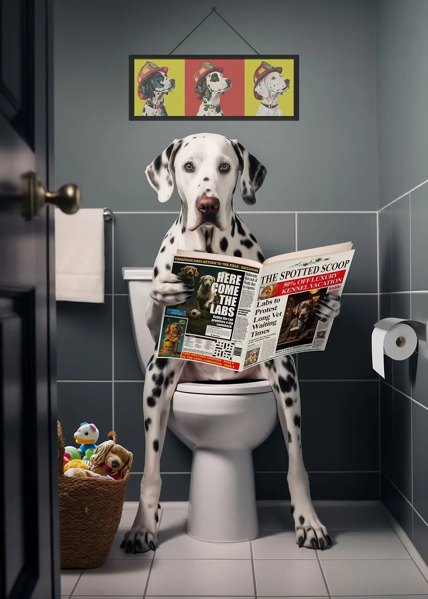 Dog Reading Newspaper Poster