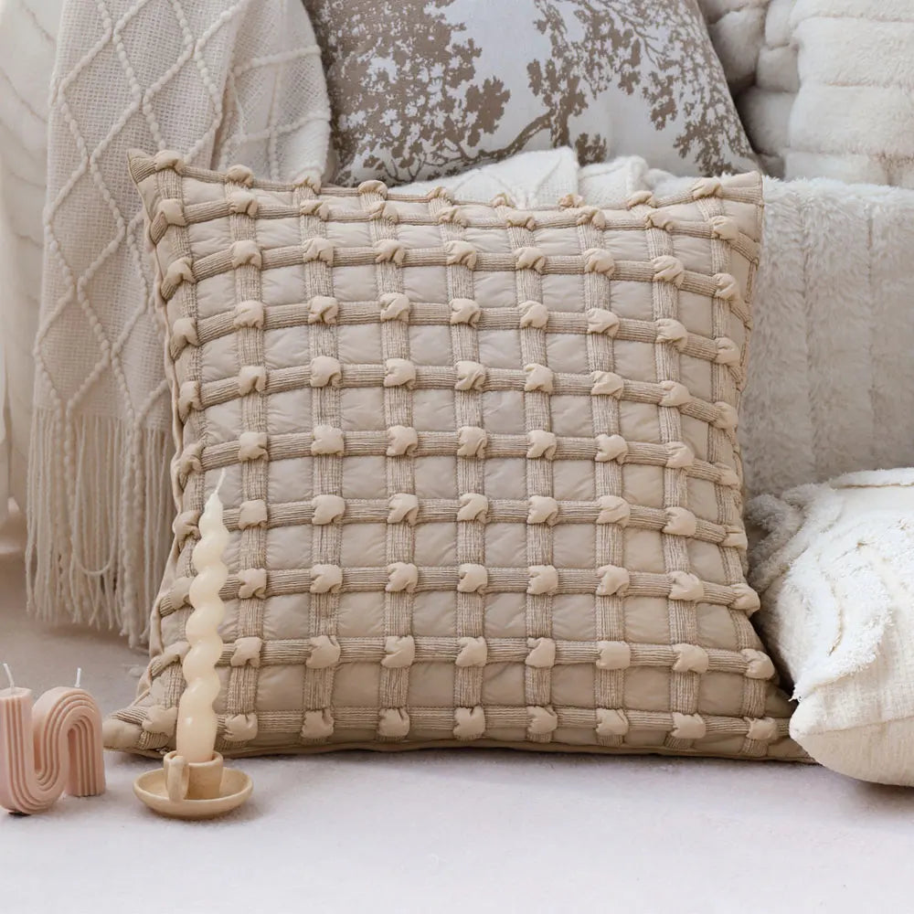 Soft Decorative Cover Plaid Throw Pillow Cover