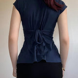 Plunge V Neck Tie Top
