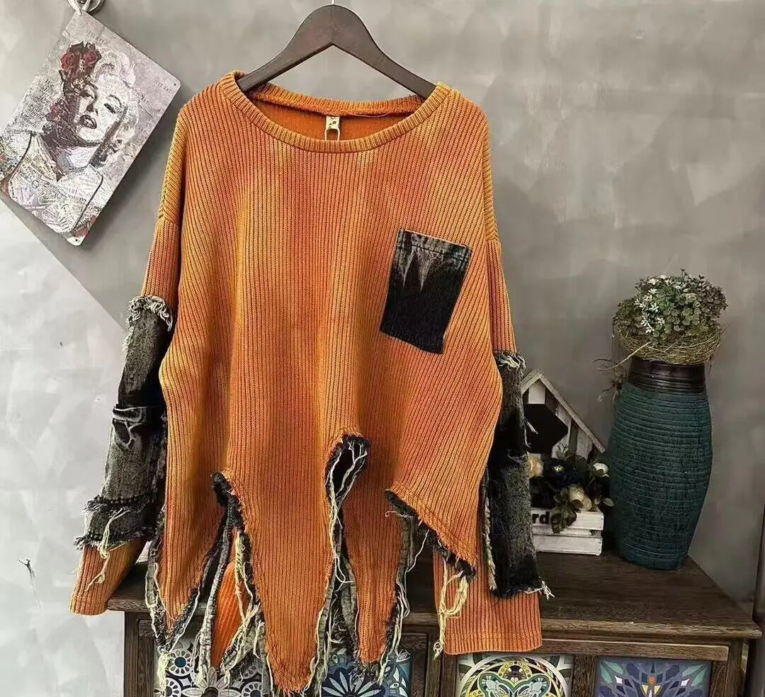 Langarm Ripped Grunge Pullover
