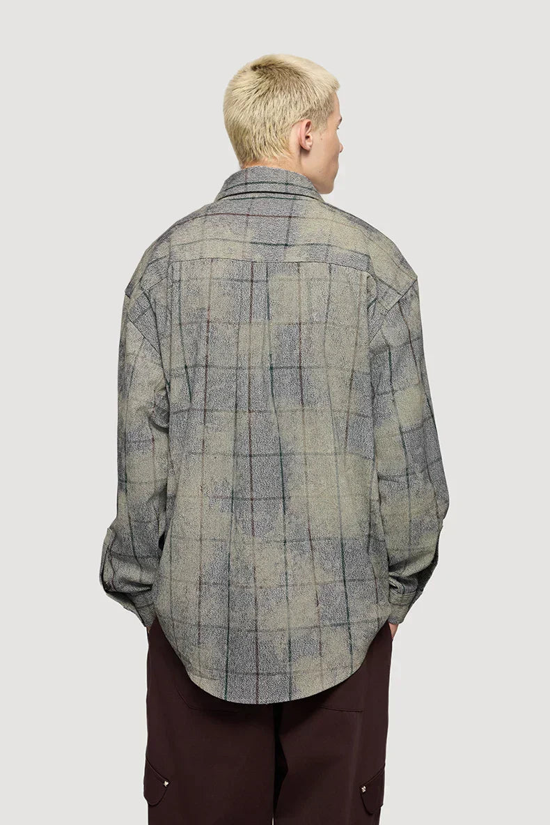 Y2k Plaid Oversized Long-Sleeved Shirt