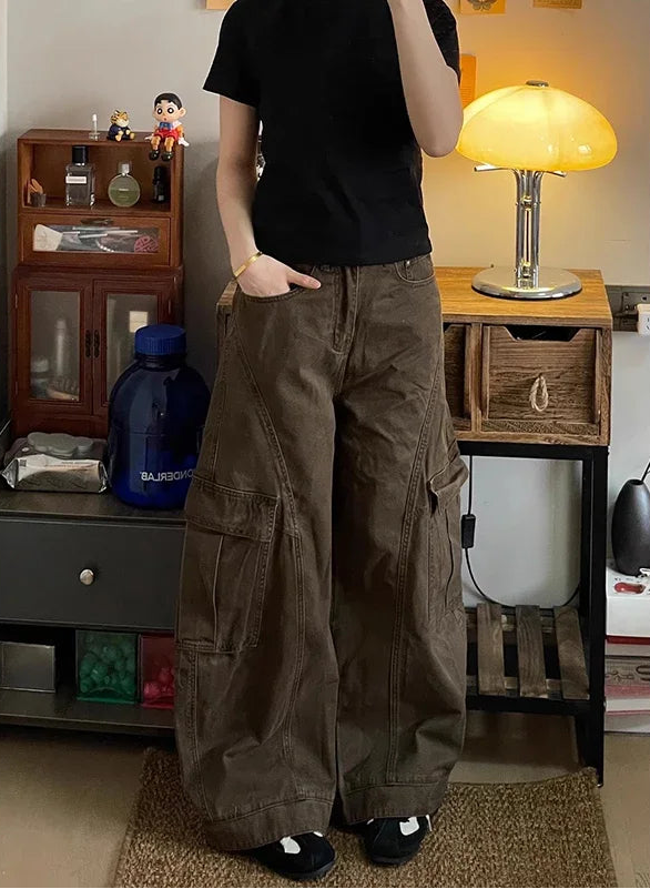 Vintage Wide Leg Cargo Pants
