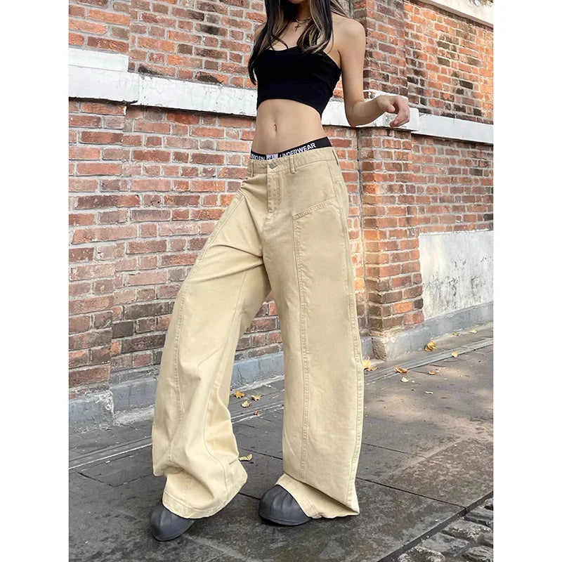 Vaqueros caqui estilo Y2K vintage