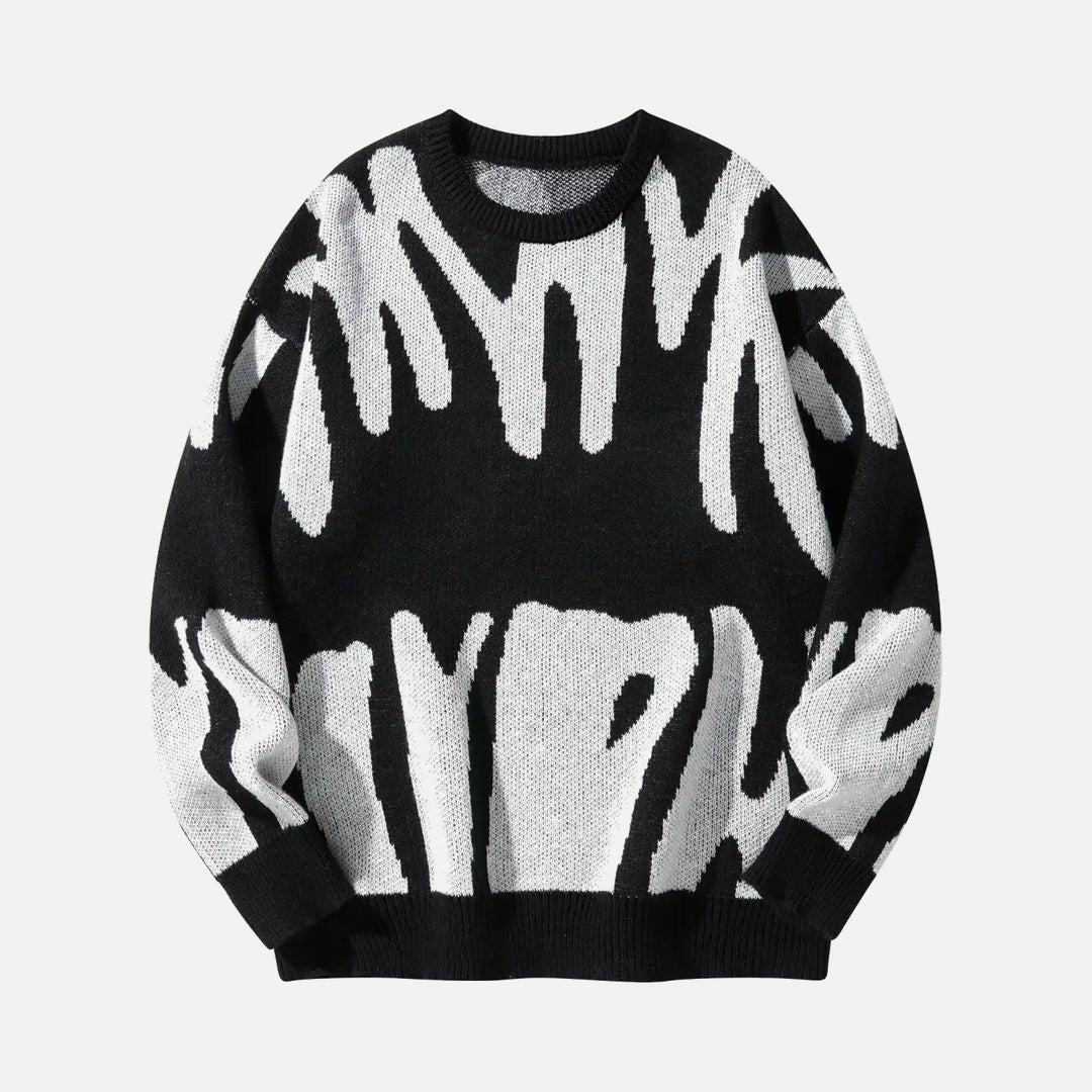 Irregular Jacquard pattern O-neck Sweater