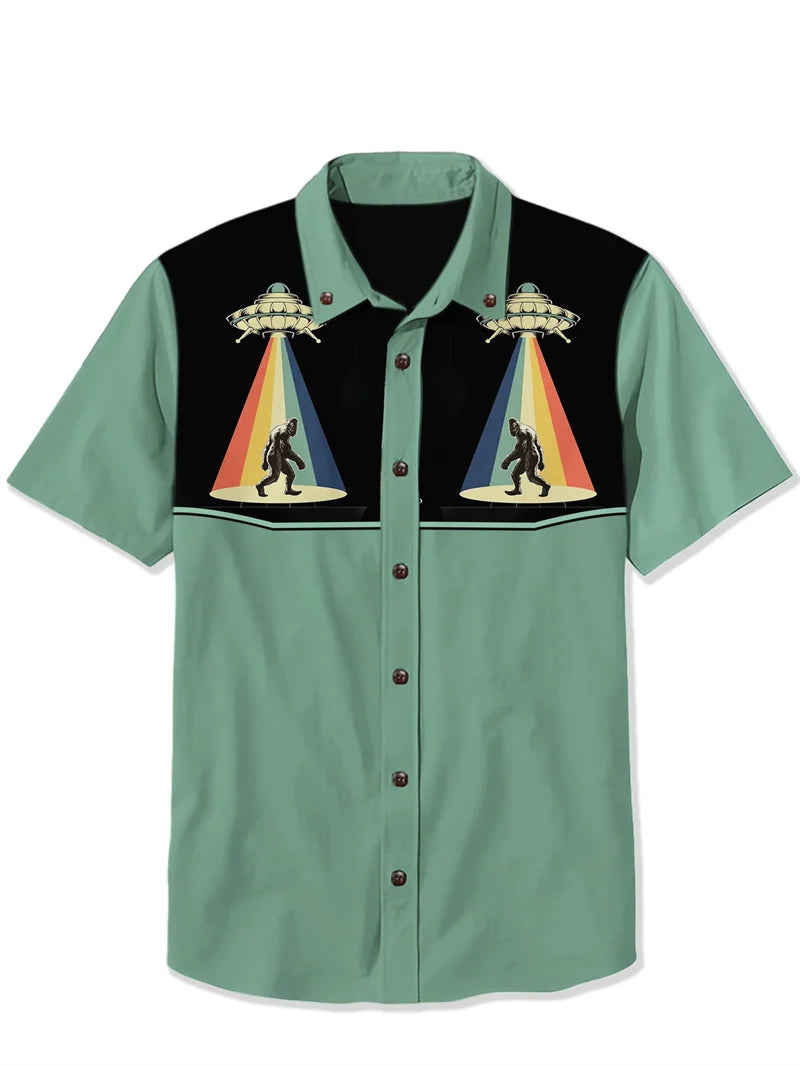 Summer Color Block Button Down Shirt