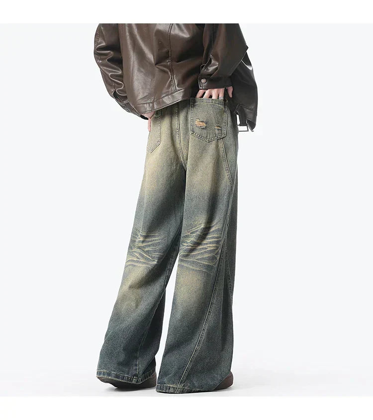 Faded Blue Loose Wide Jeans