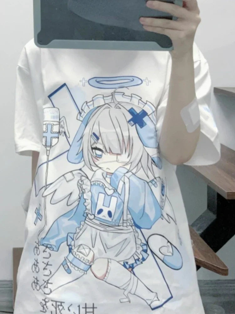 Japanese Cartoon Print Cute Oversized T-Shirt