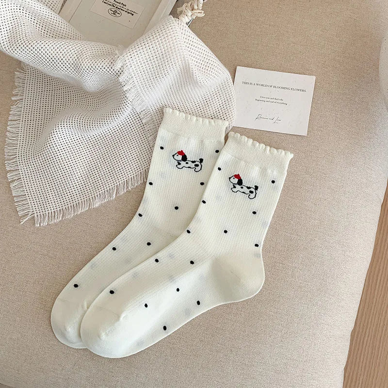 Polka Dot Spring Middle Tube Socks