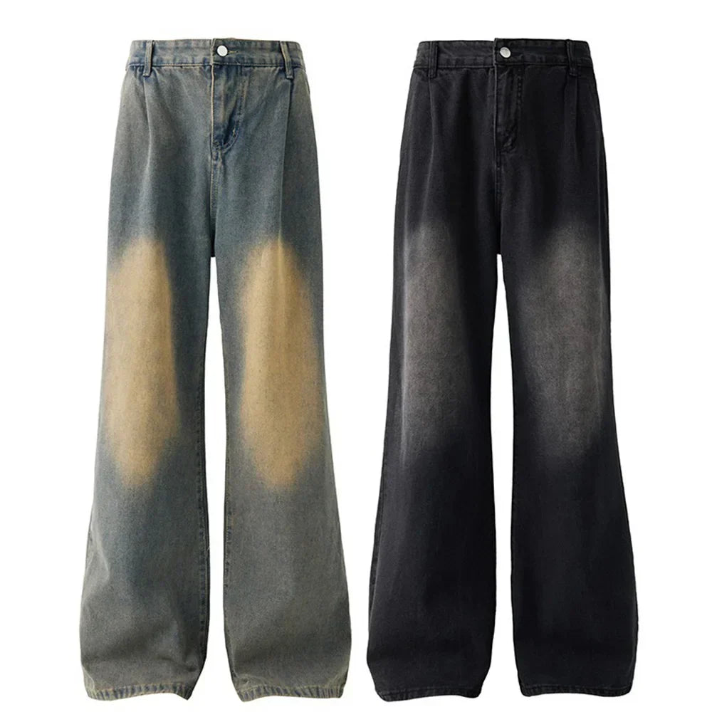 Solid Color Wide Leg Jeans