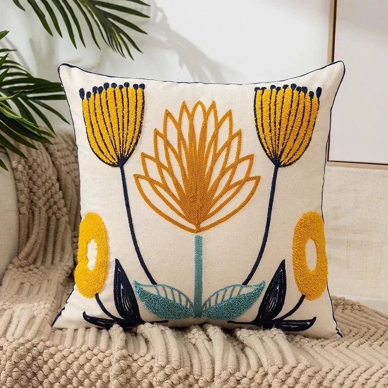 Floral Tufted Decorative Pillow Cover