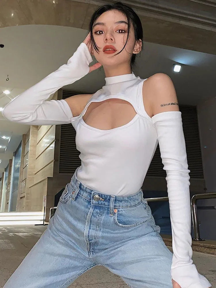 Long-sleeved Off-shoulder Bodysuit