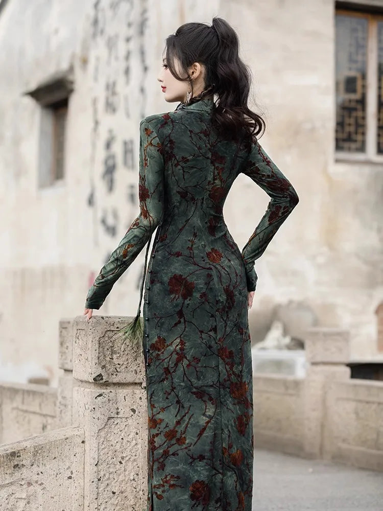 Fairycore Floral Slit Qipao Mini Dress
