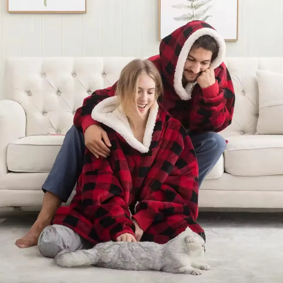 Christmas Flannel Hooded Blanket Pyjamas