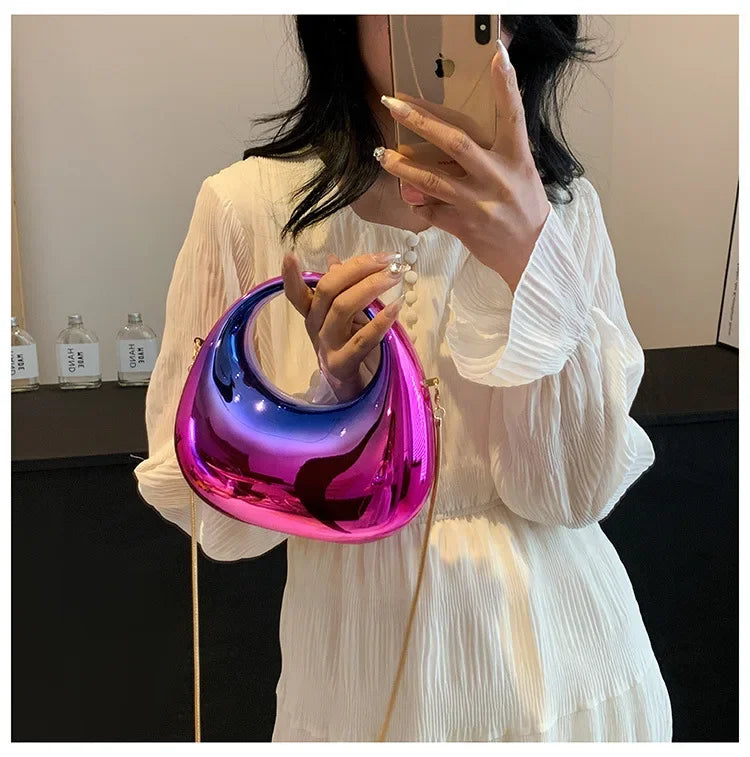 Shiny Modern Crescent Handbag