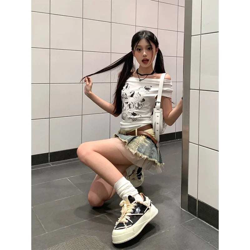 Japanese Y2k Aesthetic Mini Denim Skirt