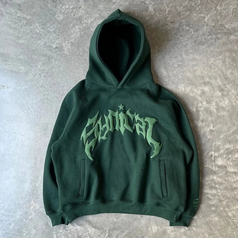 Y2K Letter Print Zip Vintage Hoodie