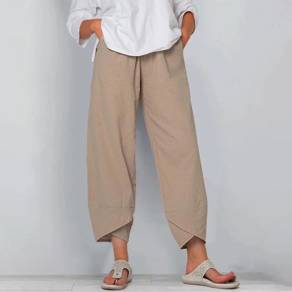 Old Money Linen Wide Leg Women Pants