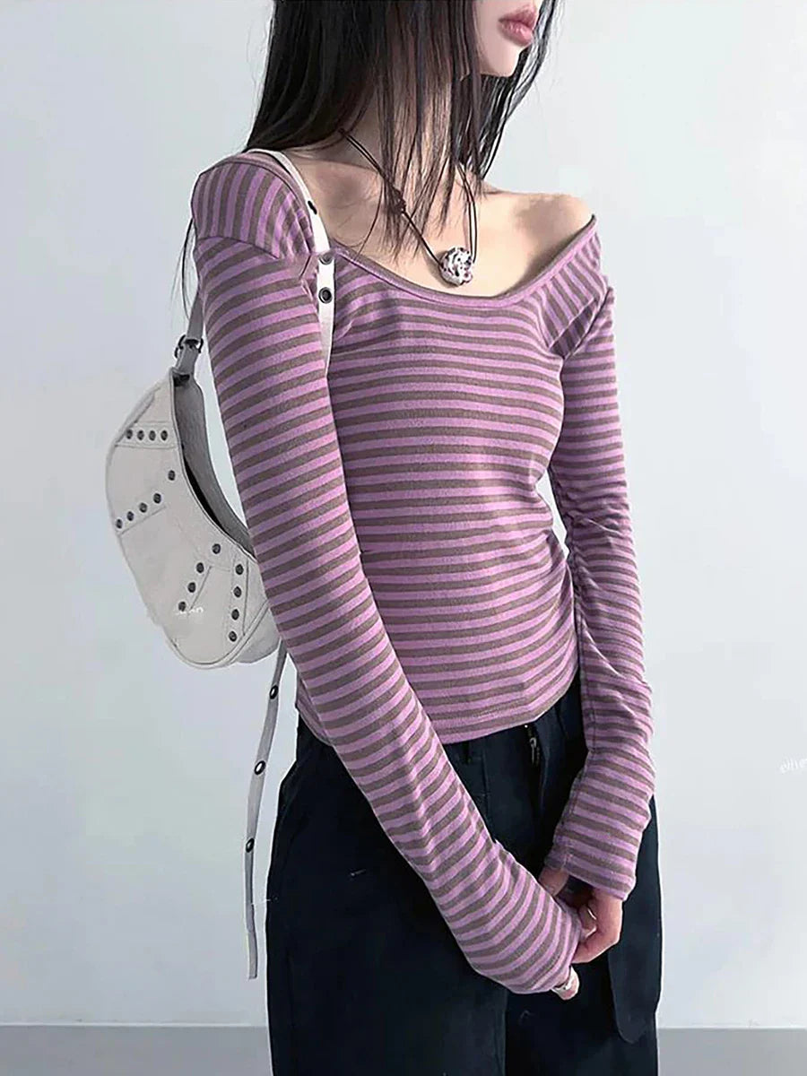 Striped U-Neck T-Shirt