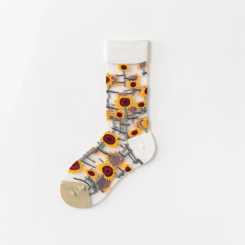 Summer Floral Crew Neck Socks