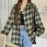 Oversized-Tartan-Jacken-T-Shirt mit Kragen