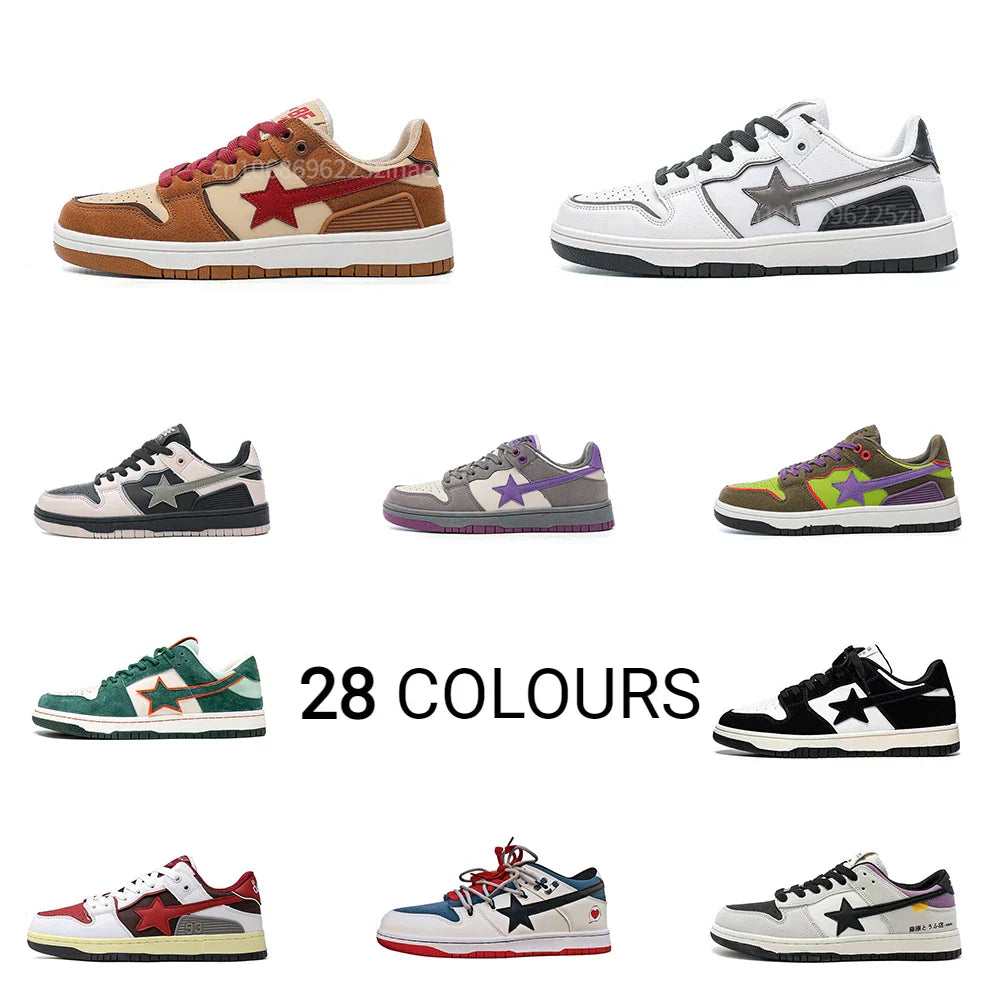 School Retro Multicolor Star Sneakers for Couples