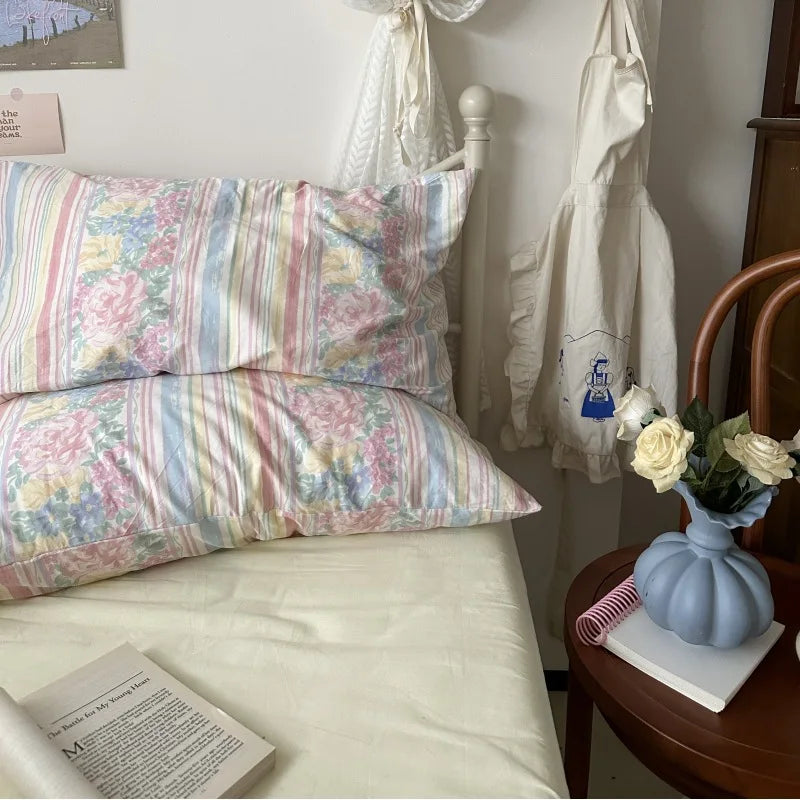 Blue Cotton Pillowcases Stripe