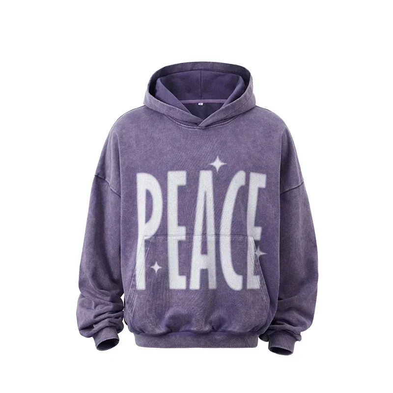 Sudadera con capucha estampada con letras PEACE