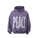 Sudadera con capucha estampada con letras PEACE