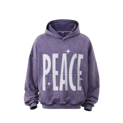 Sudadera con capucha estampada con letras PEACE
