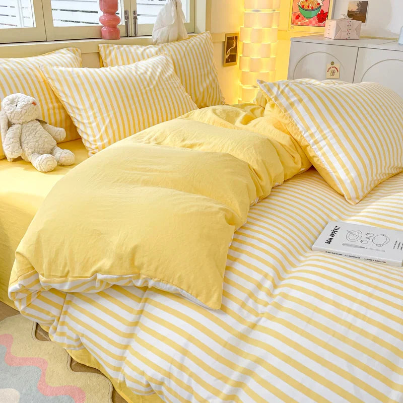 Nordic Striped Simple Style Cotton Bedding Set